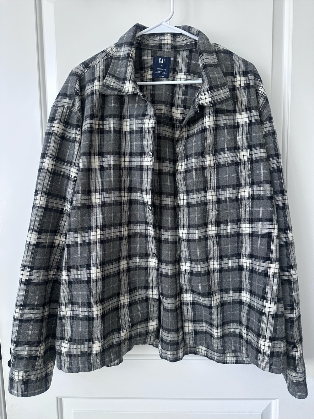 GAP Men's Gray & White Plaid Lightweight Shirt Jacket